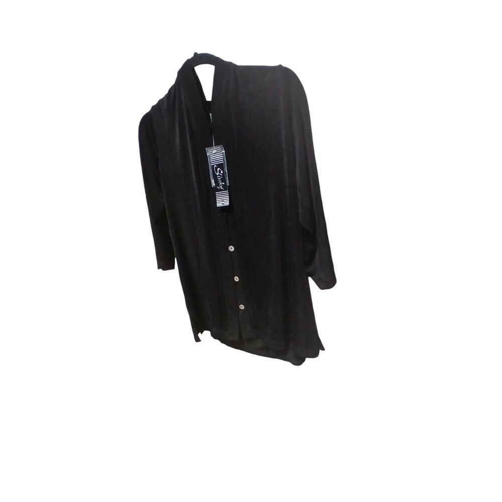 Slinky Brand NWT Vintage 90's Women's Black 3/4 Sleeve Button Front Blouse Large - Picture 4 of 9